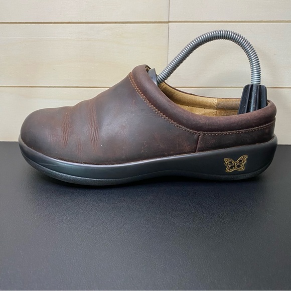 Alegria Kayla Clogs Brown Leather Women's Size 7.5 Shoes EU37 Slip-Ons Mules - Picture 4 of 11